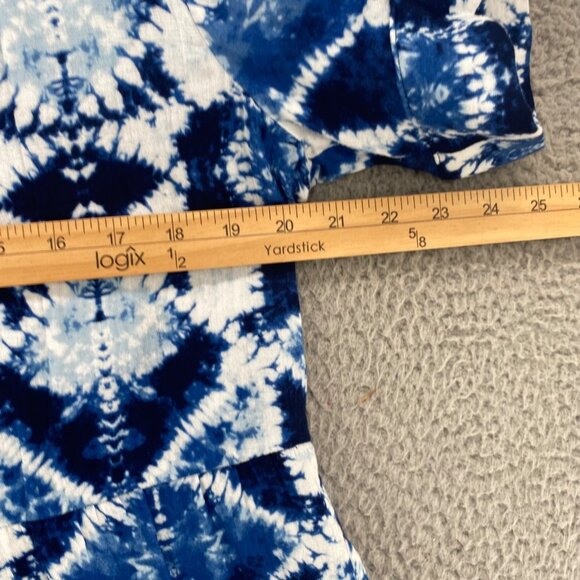 Chicos Dress Womens 1 US Medium Blue Printed Tiered Short Sleeve Notched Neck - Picture 9 of 12